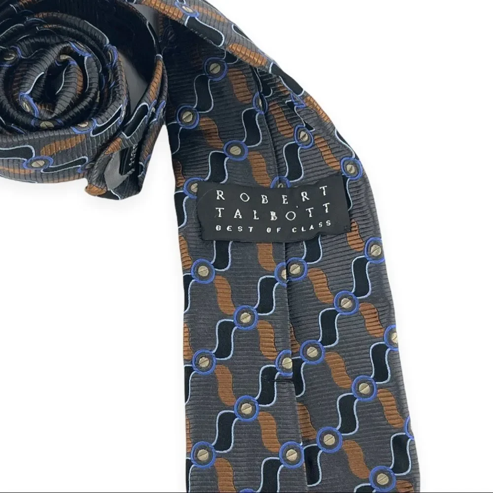 Robert Talbot Men’s 100% Silk Tie Green Blue and Yellow